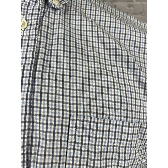 Brooks Brother Seersucker Short Sleeve Button Down Shirt Men M Regent Blue,White - Picture 6 of 9